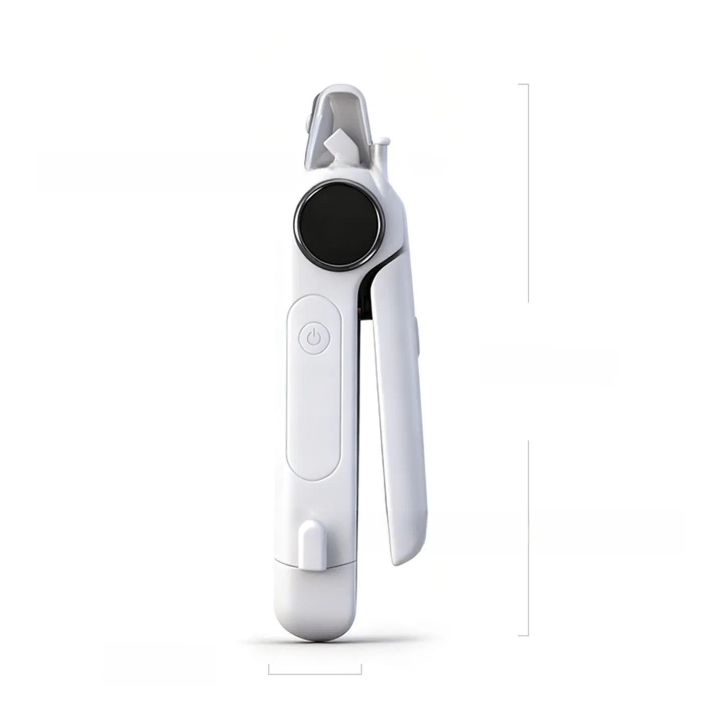 White pet nail clipper and grinder full view with clear guard and power button