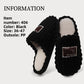 Black ribbed plush slippers on a light information panel listing sizes 36-47, image of the 40-41 option