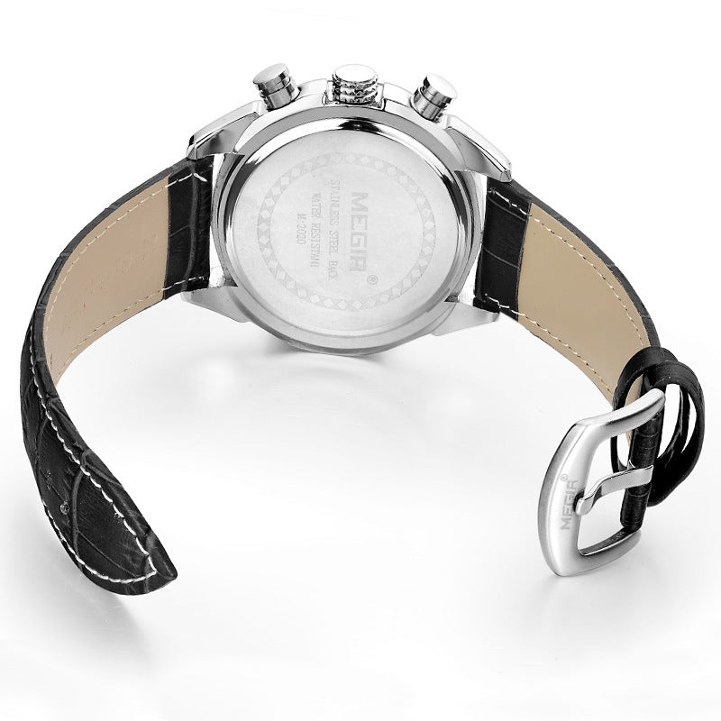Megir Multifunctional Mens Quartz Watch | side profile detail close up