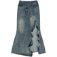 Skirt standing on a plain studio backdrop for a clear cut silhouette view