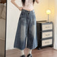 Womens Wide-Leg Cropped Denim Jeans