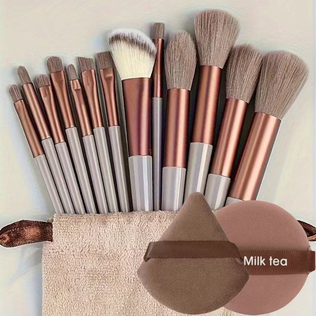 13 piece makeup brush set, full 13 piece makeup brush set with cloth pouch