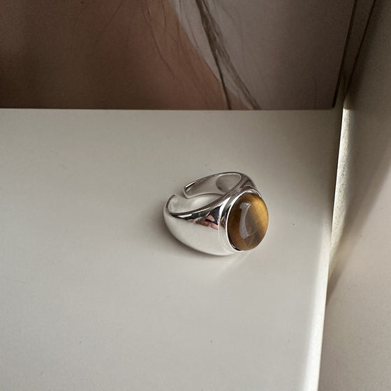 Sterling Silver Tiger Eye Stone Adjustable Ring