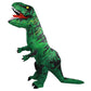 Inflatable dinosaur costume in a rearing T-Rex pose, open jaw and rows of teeth along the long snout