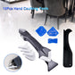 Silicone caulking and grout finishing tool kit shown with scraper, corner profiles and remover