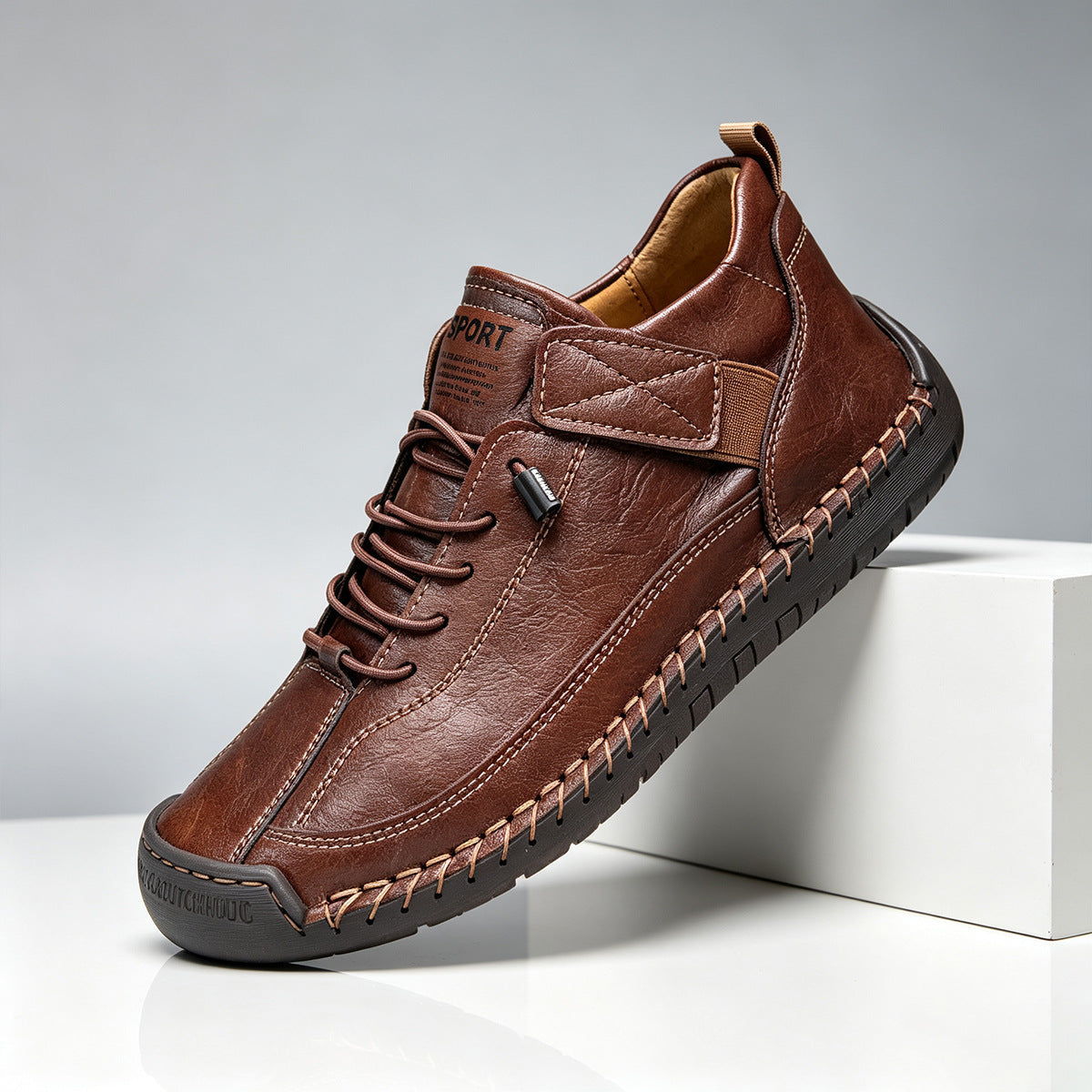 Casual shoe worn on a foot for an everyday look