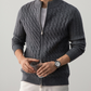 Raised cable knit texture detail of the thick mens sweater