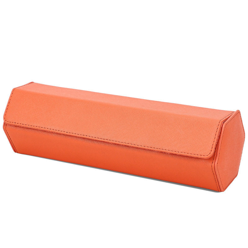 Quilted watch roll storage case material close up