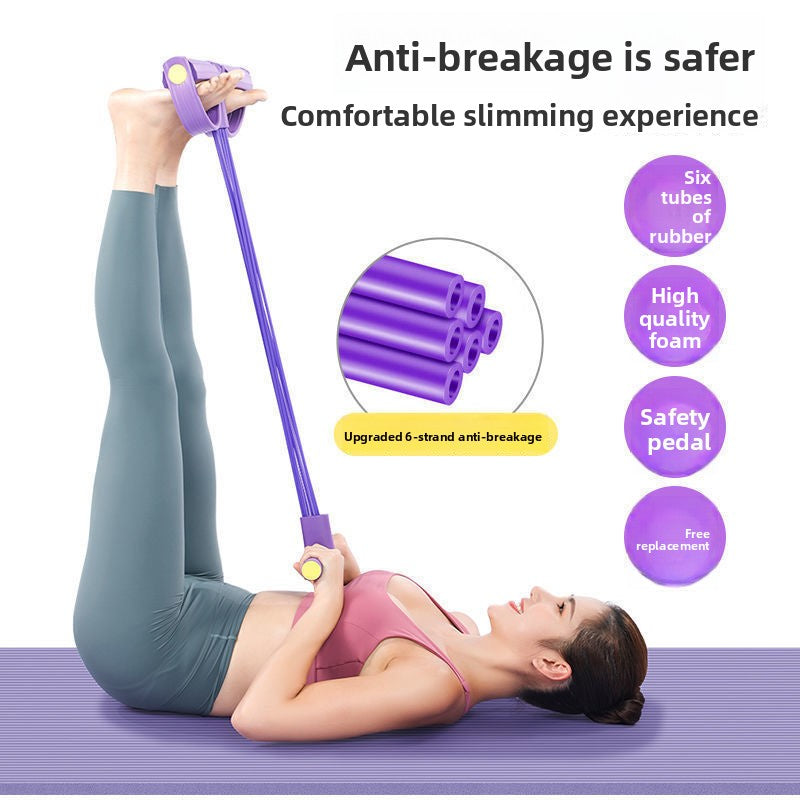 Resistance pedal trainer set up for a sit-up and arm row routine