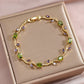 Zircon Gold Plated Leaf Design Bracelet | front view product hero shot