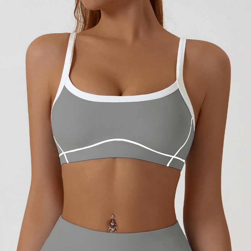 High waisted stretch shorts paired with the sling strap bra for a matched studio look