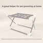 Foldable pet bathing stand, dog standing on the mesh top during a bath