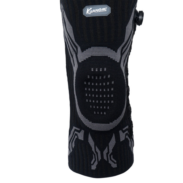 Front product view of the knit knee brace with raised silicone center pad