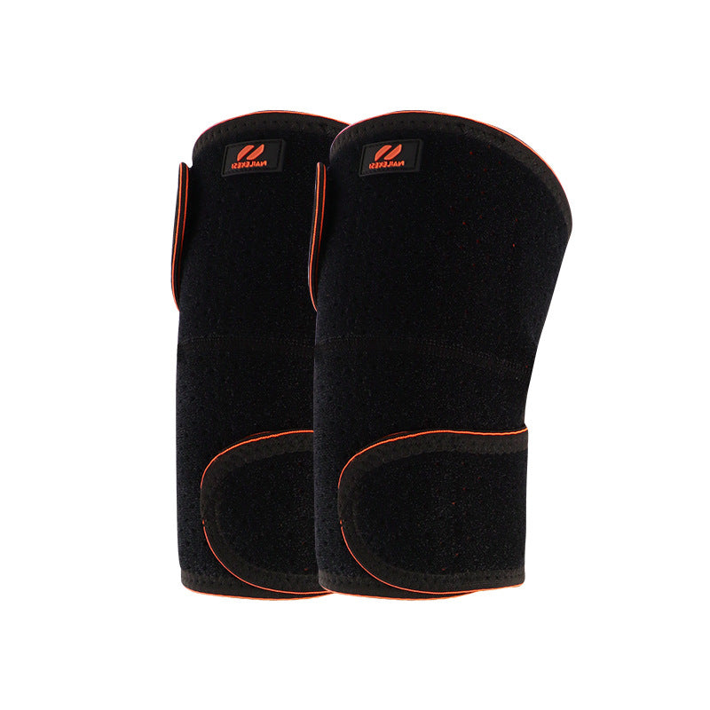 Black elbow wrap worn on a bent arm showing the open elbow point and contour cut