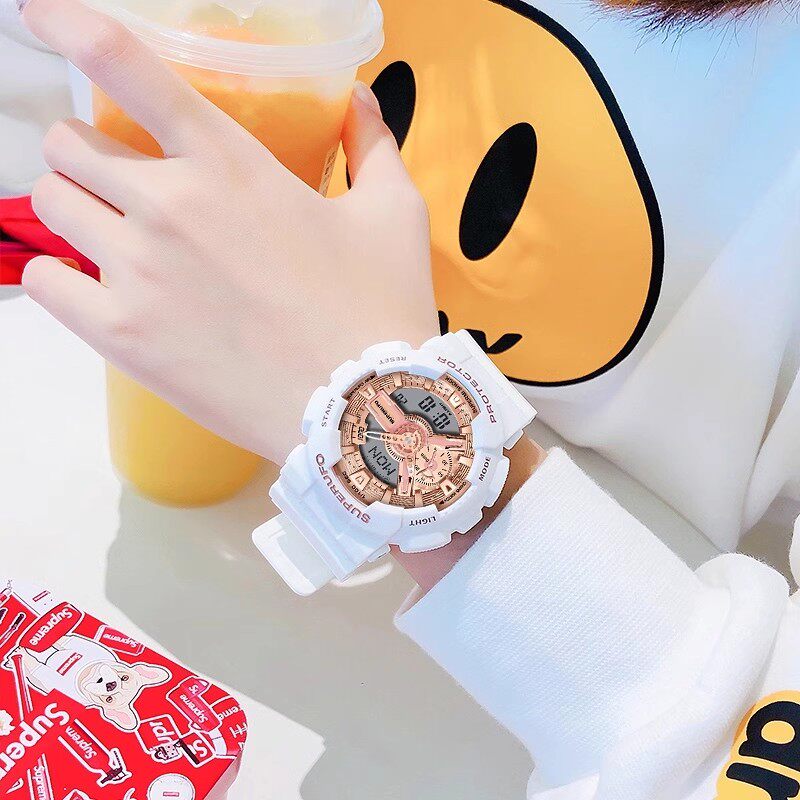Watch face glowing green during a homework session