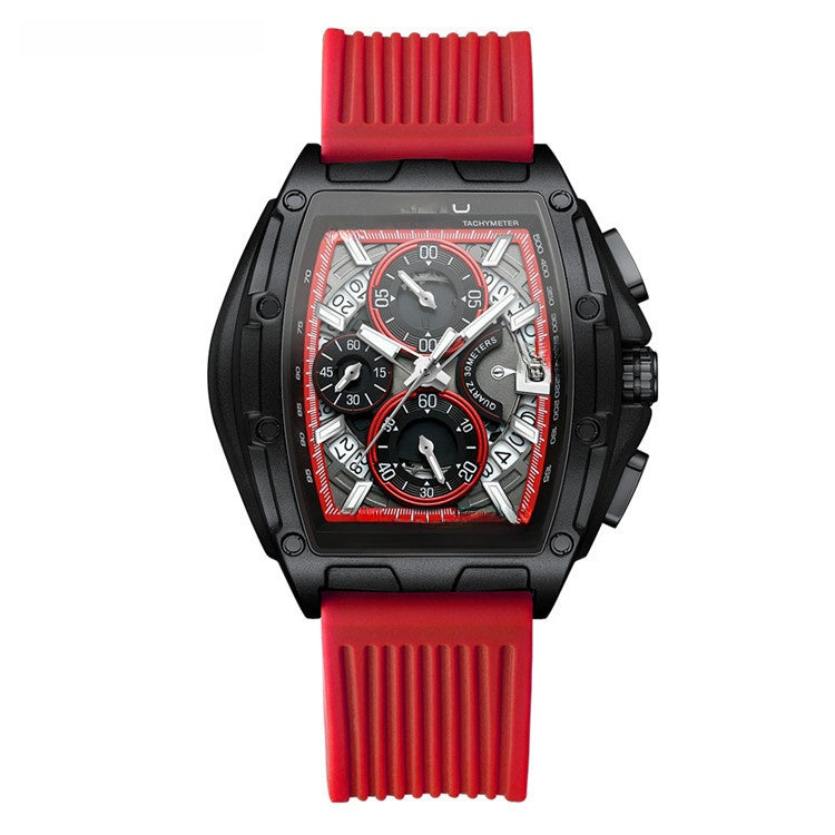 Alternative angle of the men's quartz silicone strap watch