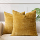 Decorative chenille throw pillow cover, plain dyed with a subtle woven grid texture across the front panel