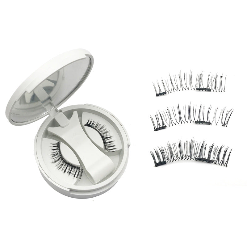 Magnetic false lash strips with the small magnets visible on the band