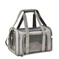 Grey soft sided pet carrier at three quarters with the padded shoulder strap clipped on