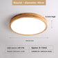 Round 40 cm solid wood LED ceiling lamp, 4.5 cm high, 27 W, for 8 to 13 square meters, white light option