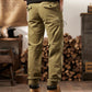 Hand resting in the thigh cargo pocket showing pocket depth and scale