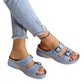Womens Platform Thick Sole Slippers with Belt Buckle Round Toe