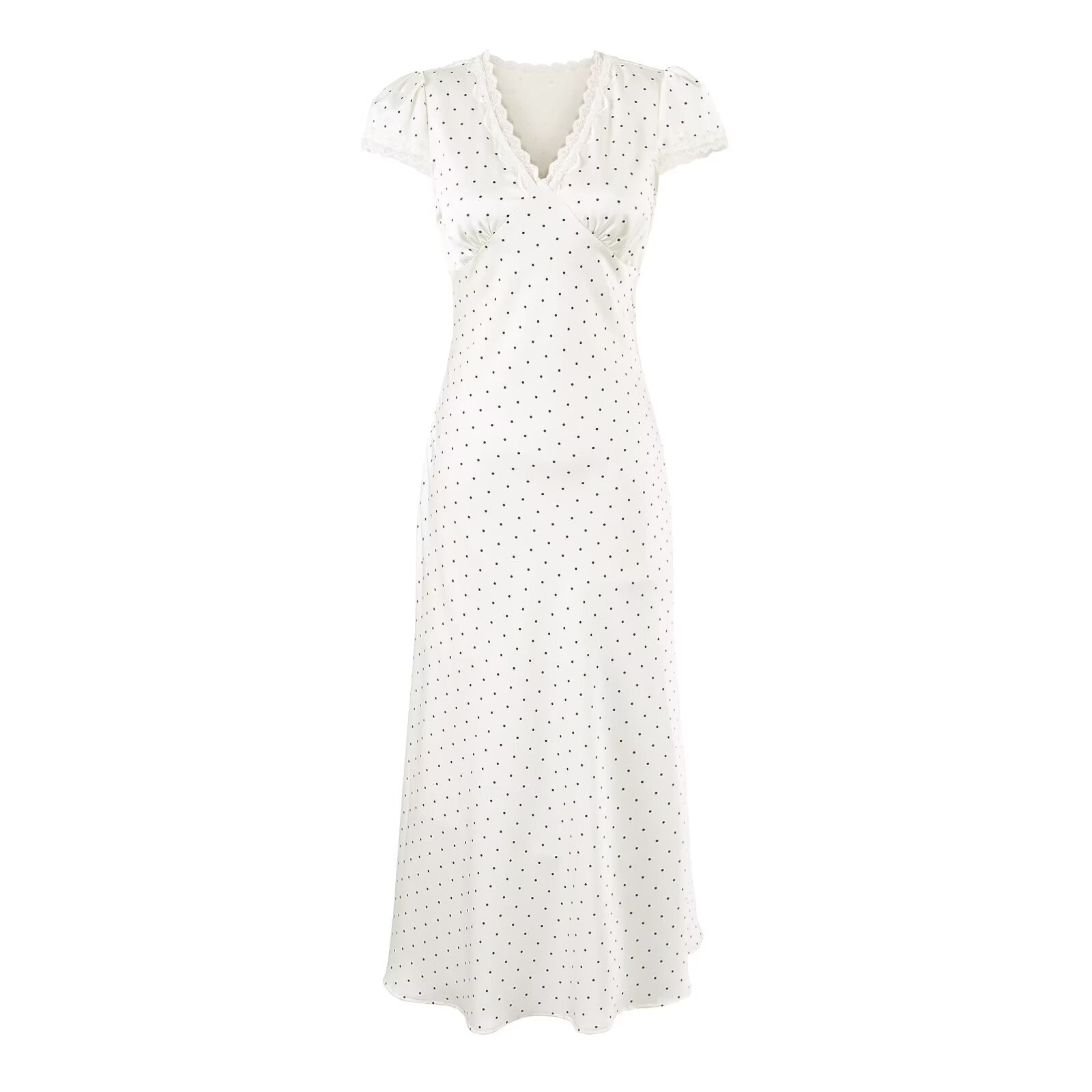 Polka Dot Lace Puff Sleeve Dress | instruction reference image