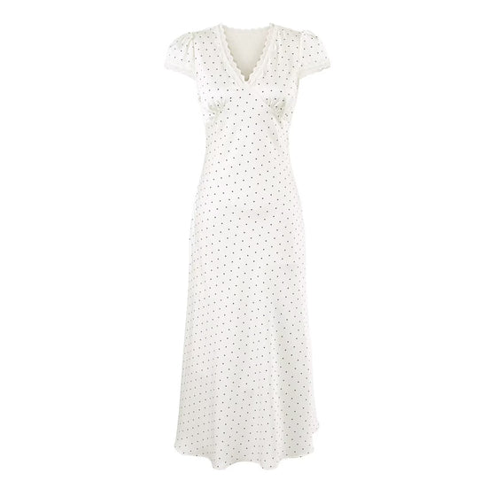 Dot Lace Puff Sleeve Dress