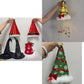 Collage of festive and witch hats held in hand, with a green tree hat and a red hat with hanging charms