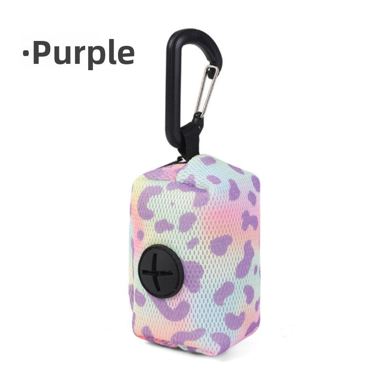 Pet waste bag dispenser pouch, purple pouch with clip