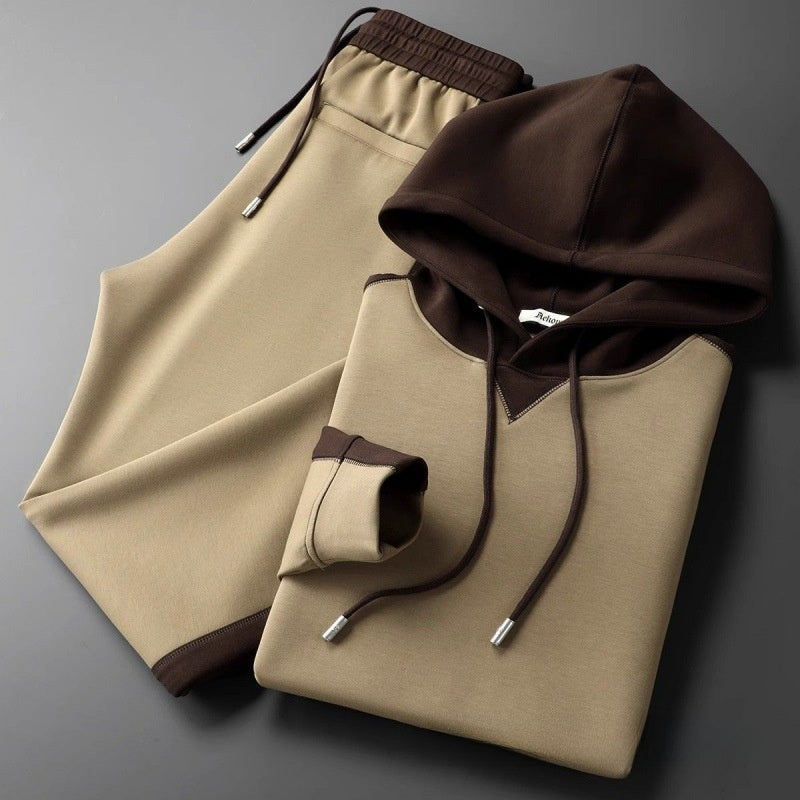 Men's Fleece-Lined Hooded Tracksuit Set | angled lifestyle styling shot