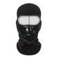 Cycling Mask option: black balaclava style face cover with a skull print on a white background