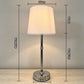 Dimension chart of the silver table lamp showing height, shade and base measurements