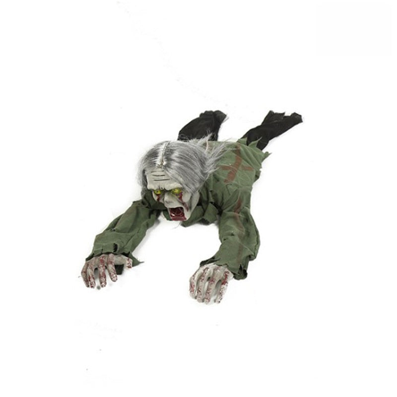 Battery powered crawling monster prop laid out to show its full crawl length