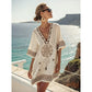 Womens Bohemian Print V Neck Beach Cover Up Kaftan Dress