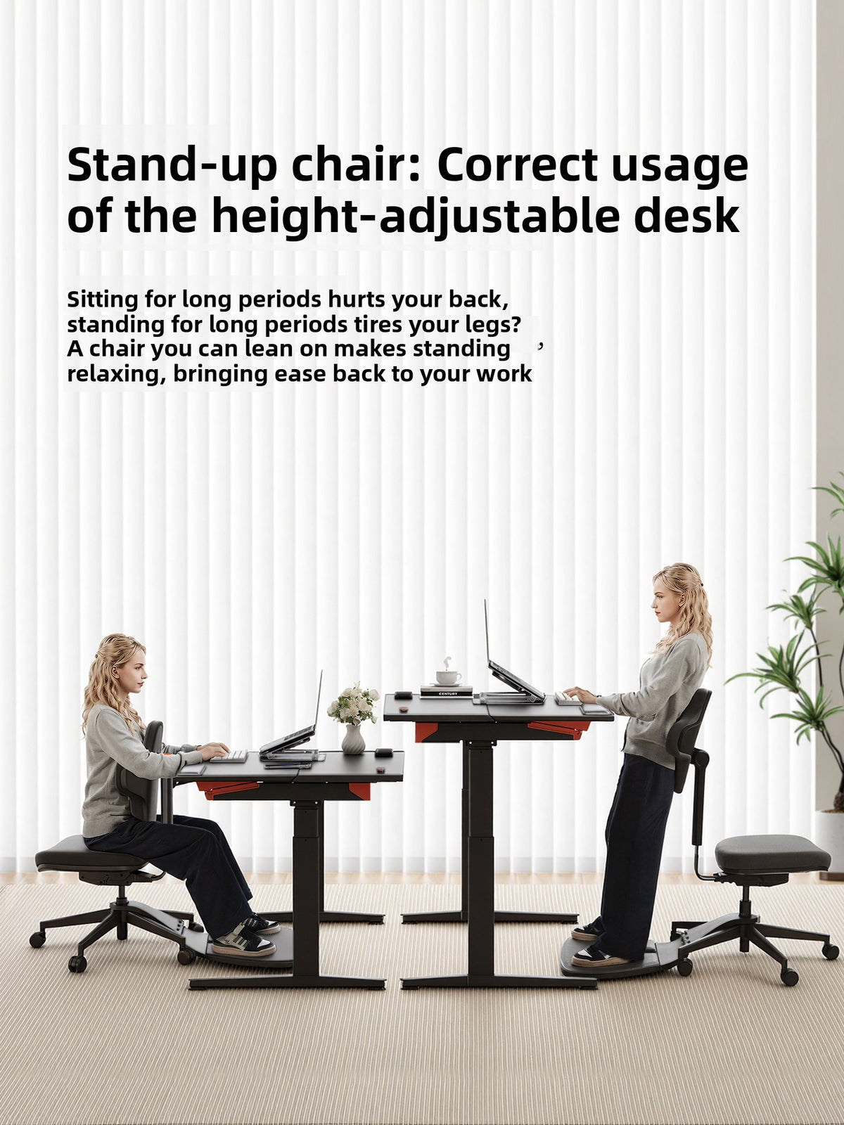 Ergonomic desk chair with padded seat and rotating backrest on a five point caster base