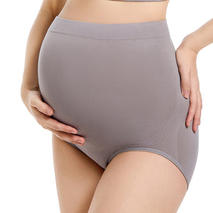 Seamless maternity support underwear front view showing high stretch belly waistband