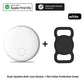 F08 White with a black silicone pet collar protective cover, Apple Find My and Android Find Hub badges