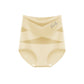 Seamless high waisted brief shown on a model with the crossed mesh front detail