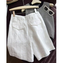 Womens High Waist Linen Shorts Casual Summer