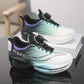 Pair of childrens two tone gradient sneakers showing the breathable mesh upper and dial closure