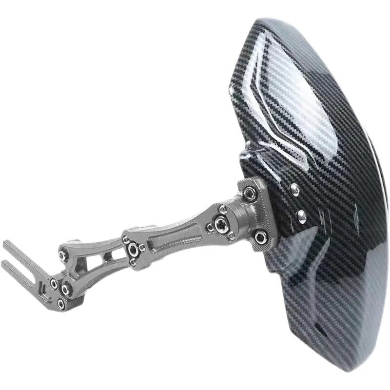 Rear scooter mudguard with gunmetal titanium CNC aluminum bracket and glossy black plate, Titanium option
