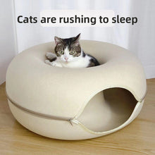 Double Layer Felt Cat Nest with Zipper Tunnel