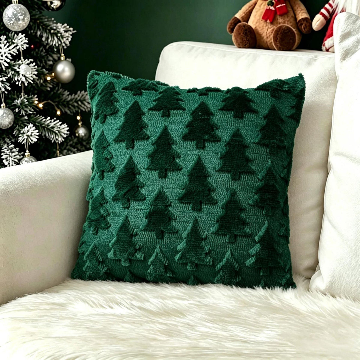 Plush carved cushion cover with a carved heart motif standing out of the soft plush pile, view 34