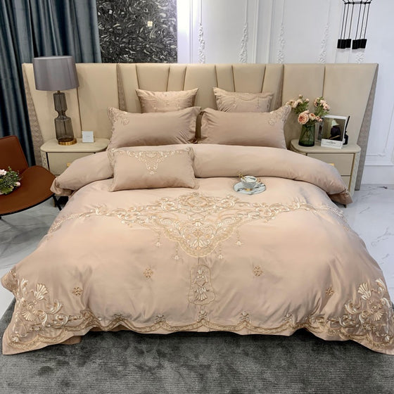 Embroidered Pure Cotton Wedding Bedding Set Four Pieces