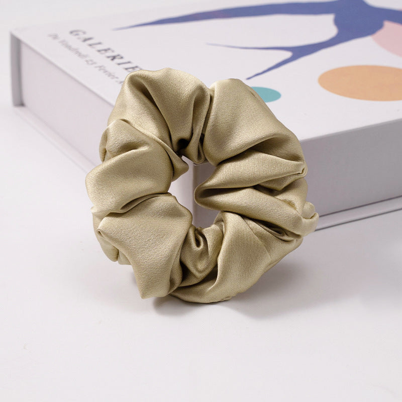 Olive green satin hair scrunchie