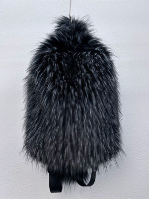 Plush Fur Travel Backpack | side profile angle shot