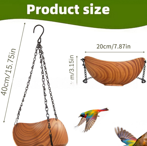 Hanging Wooden Bird Bath