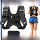 Black weighted vest worn snug across the torso for walks