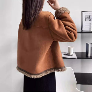 High-End Small Fragrant Lamb Plush Outwear Women's Winter Short Fur One-Piece Jacket, Plush Toy for Casual Day, Trip, Rela...